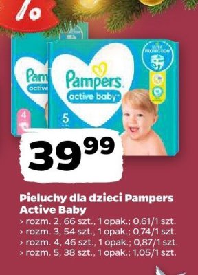 Pieluchy dla dzieci Pampers Active Baby promocja w Netto