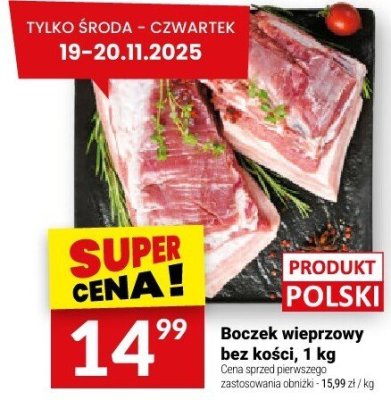 Boczek wieprzowy bez kości, 1 kg promocja w Twój Market