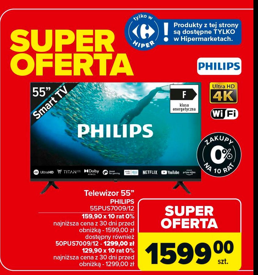 Telewizor 55'' 55pus7009 Philips promocja