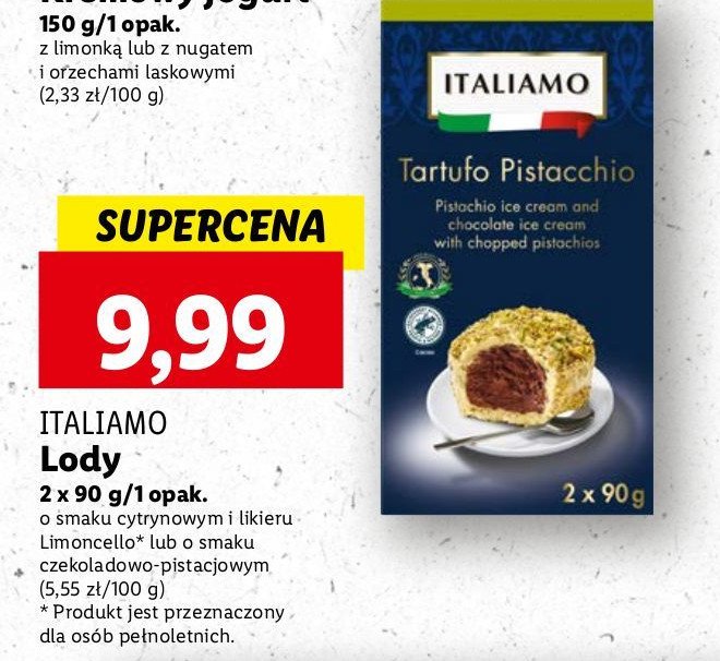 Lody o smaku czekoladowo-pistacjowym Italiamo promocja