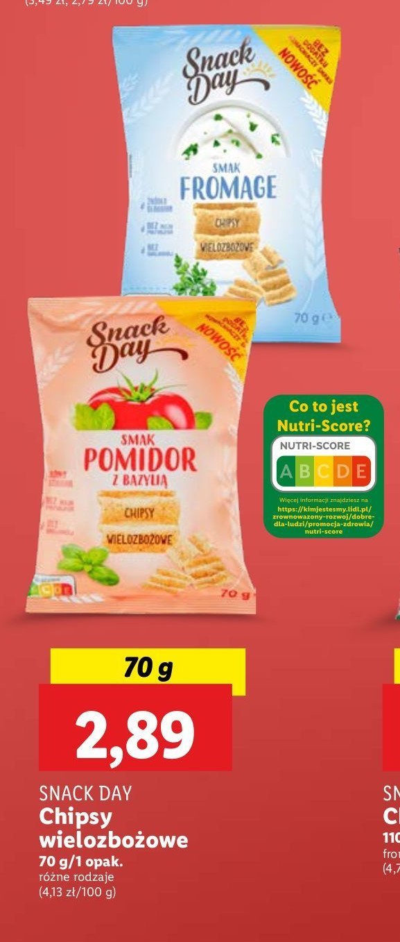 Chipsy wielozbożowe fromage Snack day promocja