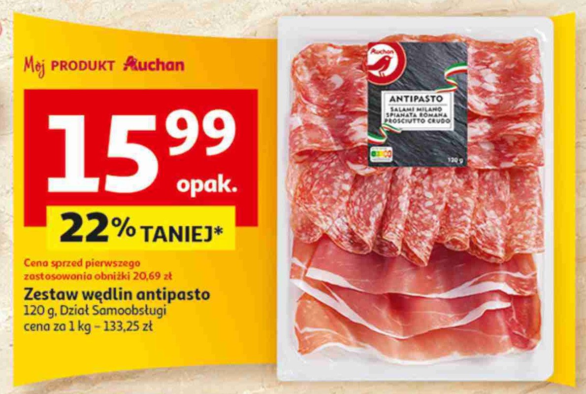 Zestaw w臋dlin antipasto Auchan r贸偶norodne (logo czerwone) promocja
