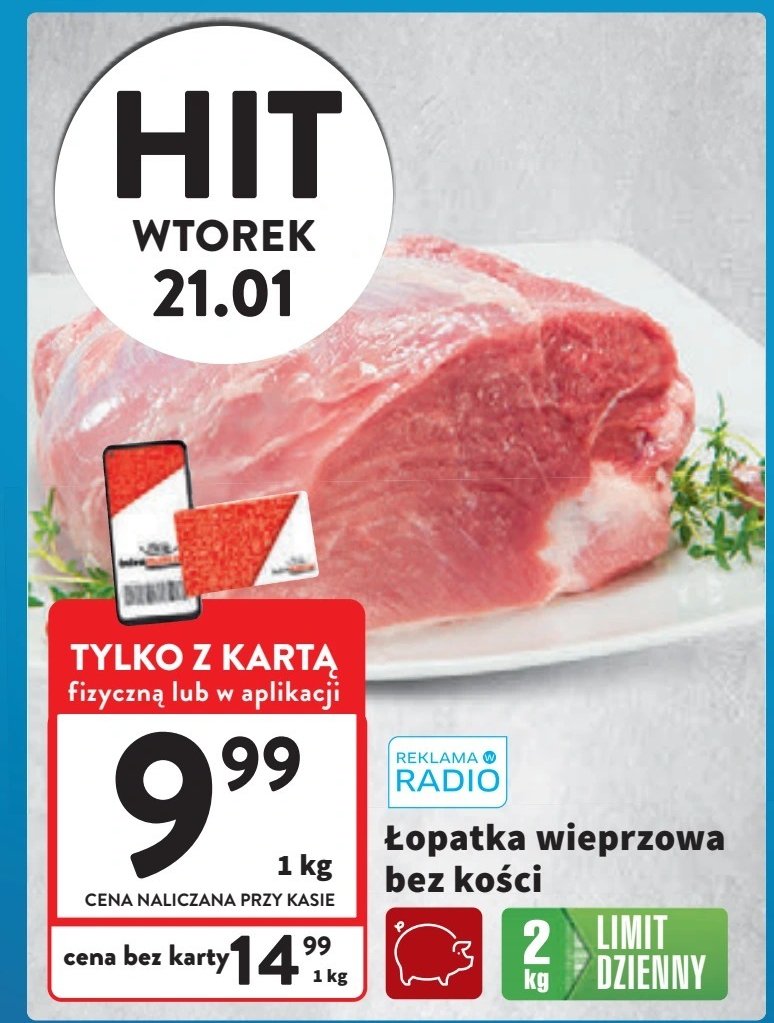 Łopatka wieprzowa bez kości promocja w Intermarche