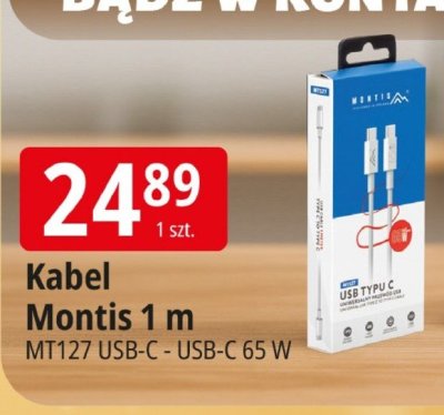 Kabel Montis 1 m MT127 USB-C - USB-C 65 W promocja w Leclerc