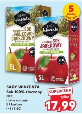 Sok 100% tłoczony NFC, różne rodzaje 5 l promocja w Kaufland
