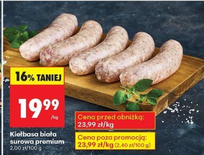 Kiełbasa biała surowa premium promocja w Biedronka