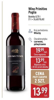Wino Primitivo Puglia promocja w Aldi