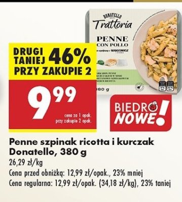 Penne szpinak ricotta i kurczak Donatello promocja