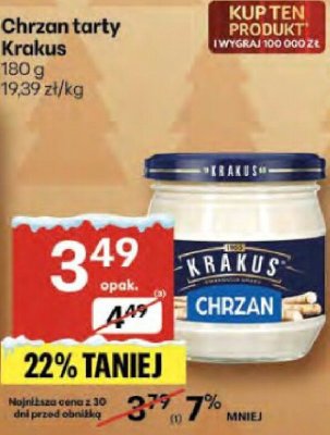 Chrzan tarty Krakus promocja w Delikatesy Centrum