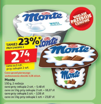 Deser mleczno-czekoladowy z orzechami Zott monte promocja