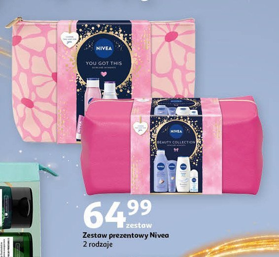 Zestaw w kosmetyczce you got this: żel pod prysznic malina i borówka 300 ml + pianka do mycia twarzy 150 ml + dezodorant rose touch 50 ml + pomadka do ust soft rose 4.8 g Nivea zestaw promocja w Auchan