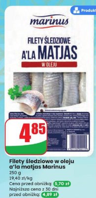Filety śledziowe w oleju a'la matjas Marinus promocja w Dino