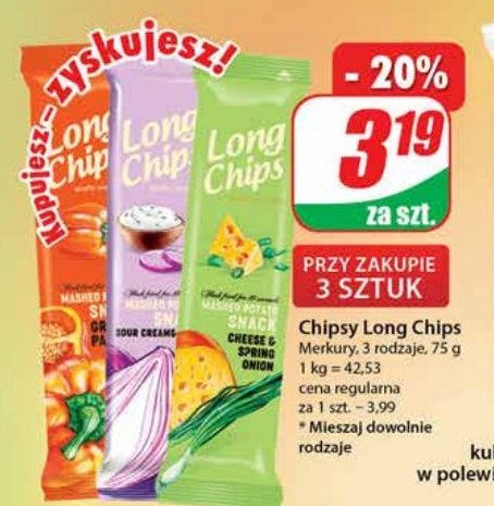 Chipsy śmietana z cebulą Long chips promocja