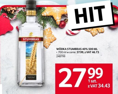 Wódka Stumbras 40% 500 ml promocja w Selgros
