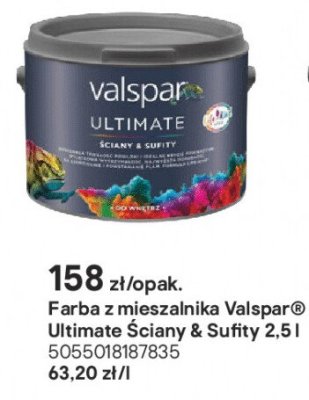 Farba z mieszalnika Valspar Ultimate Ściany & Sufity promocja w Castorama