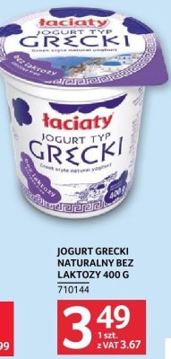 Jogurt grecki naturalny bez laktozy 400 g promocja w Selgros