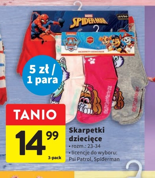 Skarpetki dzieci臋ce 23-34 spiderman promocja
