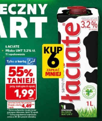 Mleko Łaciate UHT 3.2% 1L promocja w Kaufland
