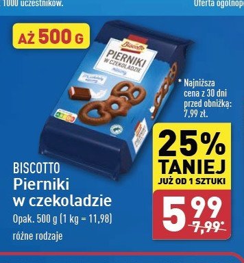 Pierniki w czekoladzie Biscotto promocja w Aldi