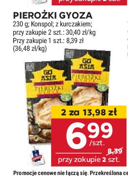 Pierożki gyoza z kurczakiem Go asia promocja w Stokrotka