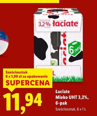 Mleko Łaciate MLEKO UHT 3,2% 6-pak promocja w Lidl