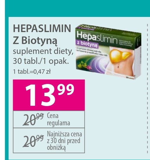 Tabletki wspomagające wątrobę z biotyną Hepaslimin promocja