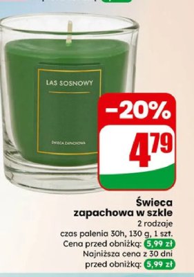 Świeca zapachowa w szkle 2 rodzaje promocja w Dino