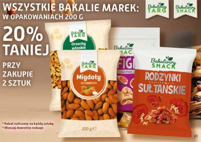 Bakalie wszystkie rodzaje 200 g promocja w Dino