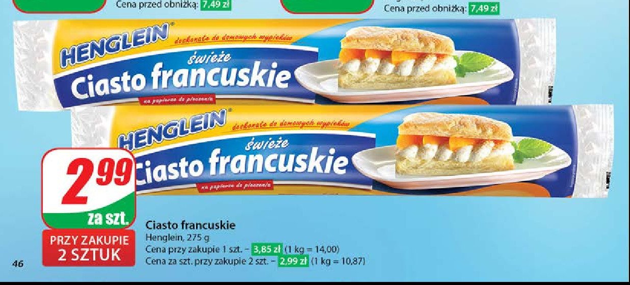 Ciasto francuskie Henglein promocja w Dino