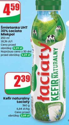 Śmietanka UHT 30% Łaciata Mlekpol promocja w Dino