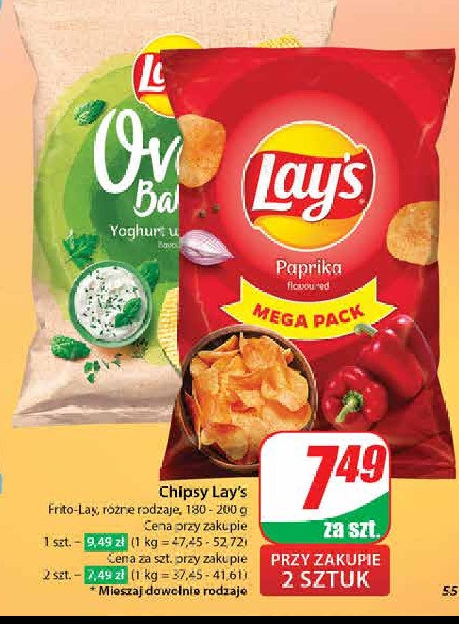 Chipsy pieczone jogurtowe z ziołami ogrodowymi Lay's prosto z pieca promocja w Dino