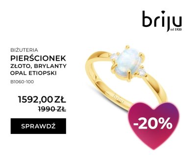 Pierścionek złoto, brylanty Opal Etiopski promocja w Briju