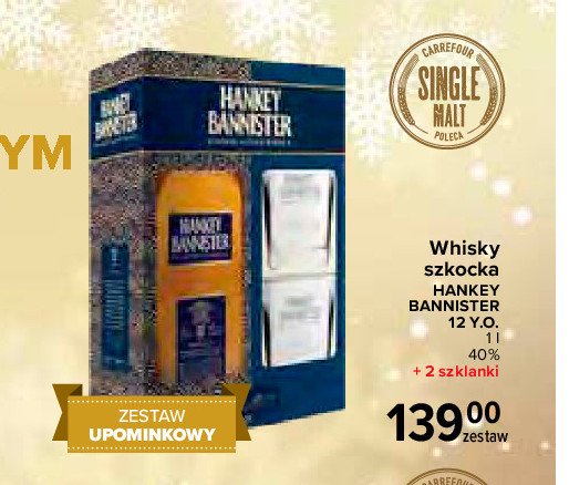 Whisky + 2 szklanki Hankey bannister 12 yo promocja