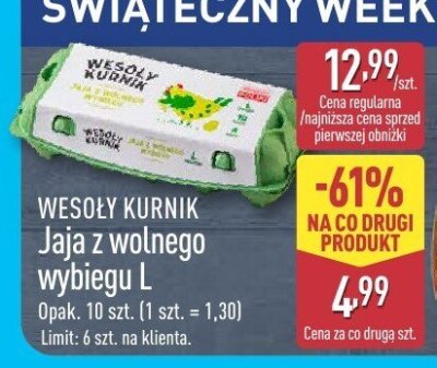Jaja z wolnego wybiegu Wesoły Kurnik promocja w Aldi