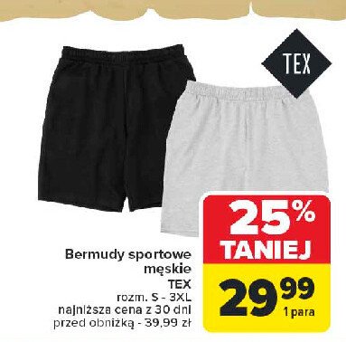 Bermudy sportowe męskie rozm. s-3xl Tex promocja w Carrefour