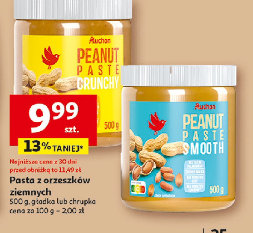 Pasta orzechowa crunchy Auchan promocja