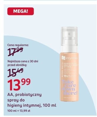 Spray do higieny intymnej AA probiotyczny, 100 ml promocja w Rossmann