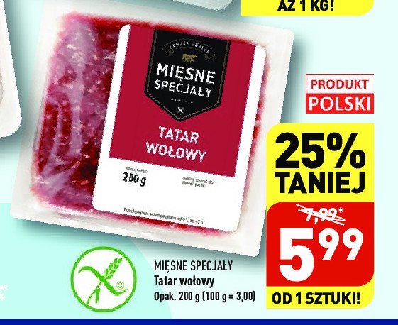 Tatar wołowy Mięsne specjały zawsze świeże (aldi) promocja