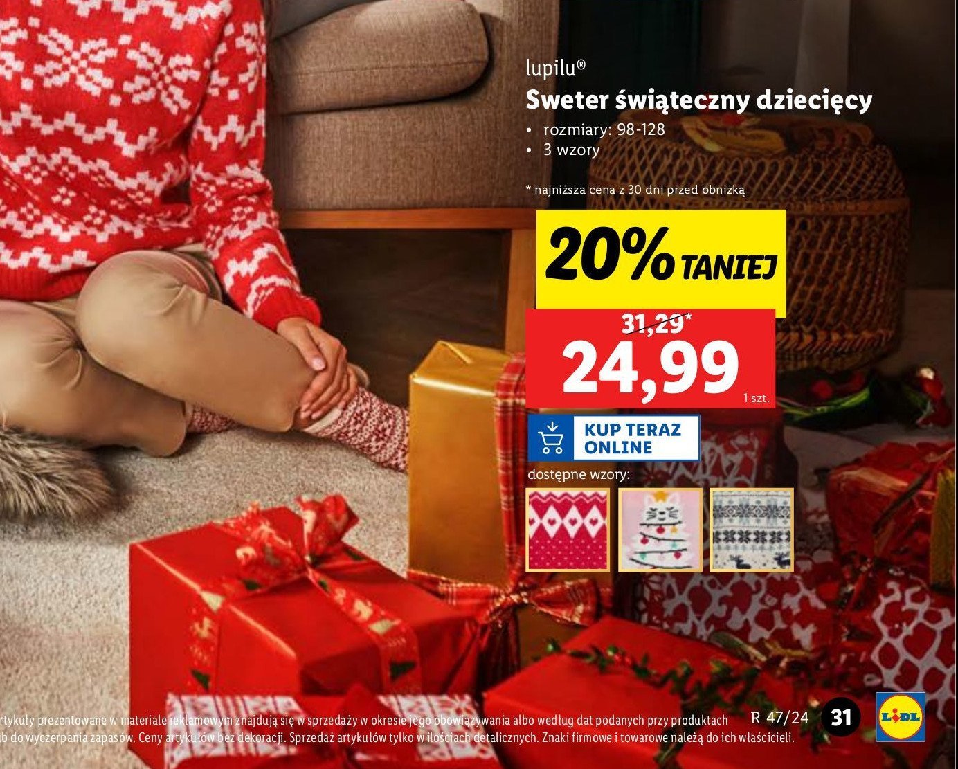 Sweter świąteczny 98-128 Lupilu promocja w Lidl