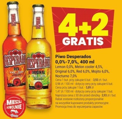 Piwo Desperados 0.0%-7.0% 400ml promocja w Twój Market