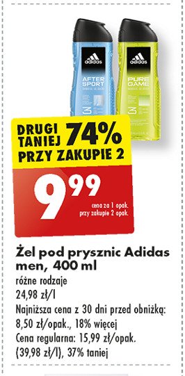 Żel pod prysznic Adidas men pure game Adidas cosmetics promocja