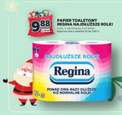 Papier toaletowy Regina Najdłuższe Rolki 4 szt. 2-warstwowy promocja w Stokrotka