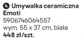 Umywalka ceramiczna Emoti biała promocja w Castorama