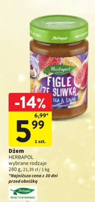 Dżem HERBAPOL wybrane rodzaje Figle Śliwka promocja w Intermarche