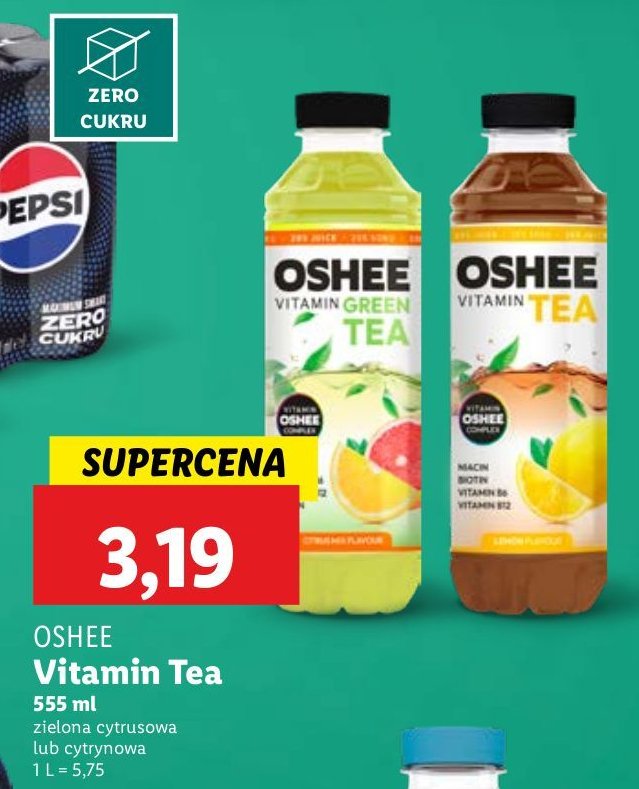 Napój citrus mix Oshee vitamin tea promocja w Lidl