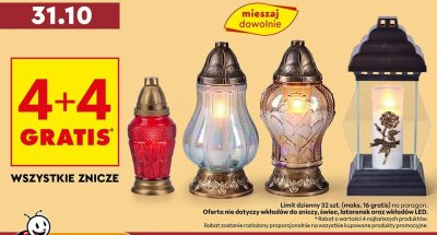 Znicze wszystkie rodzaje 4+4 gratis promocja w Biedronka