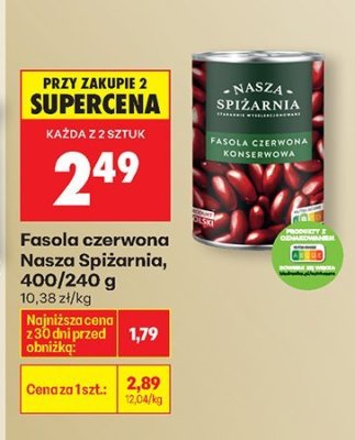 Fasola czerwona Nasza Spiżarnia, 400/240 g promocja w Biedronka