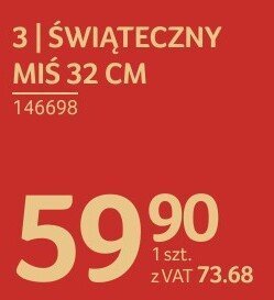 Świąteczny miś 32 cm promocja w Selgros