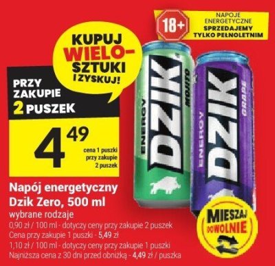 Napój energetyczny Dzik Zero 500 ml promocja w Twój Market