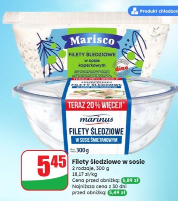 Filety śledziowe w sosie Marinus w sosie śmietanowym promocja w Dino